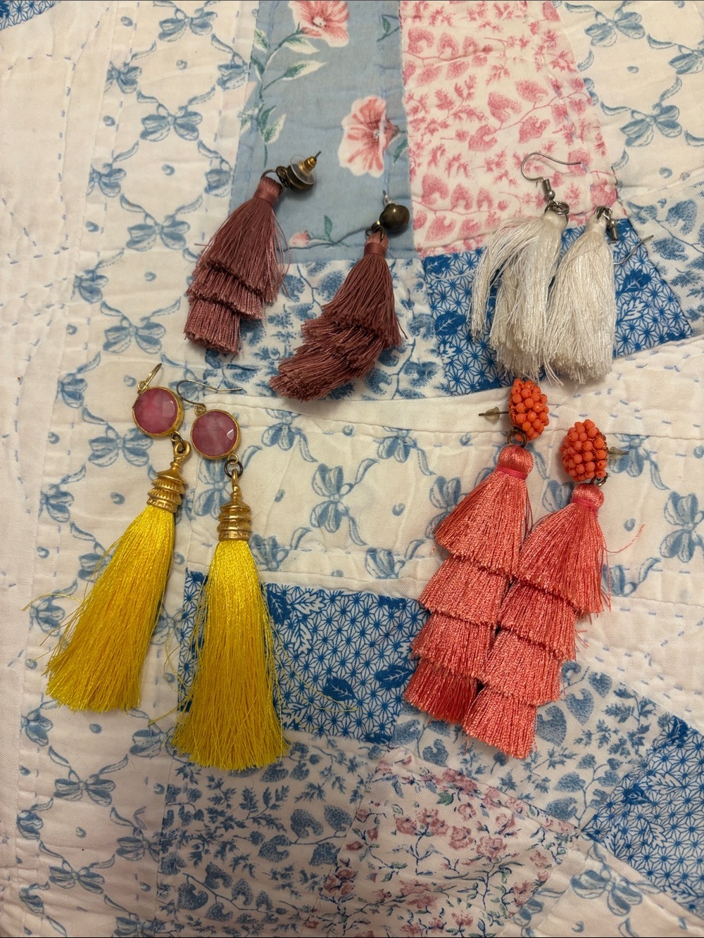 Tassel Statement Earrings - Yellow, Coral, Blush & Ivory Options